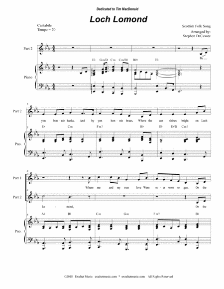 Loch Lomond For 2 Part Choir Page 2