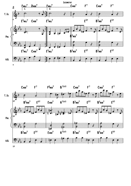 Locomotivet Monk Score And Individual Parts Tenor Sax Piano Bass Page 2