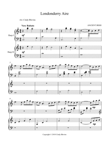 Londonderry Aire Danny Boy Arranged For Harp Duet Page 2