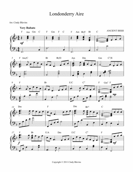 Londonderry Aire Danny Boy Arranged For Lever Or Pedal Harp Page 2