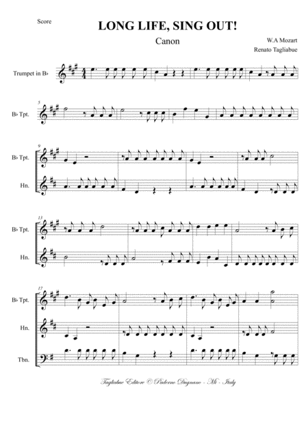 Long Life Sing Out Mozart Canon Arr For Brass Quartet Page 2