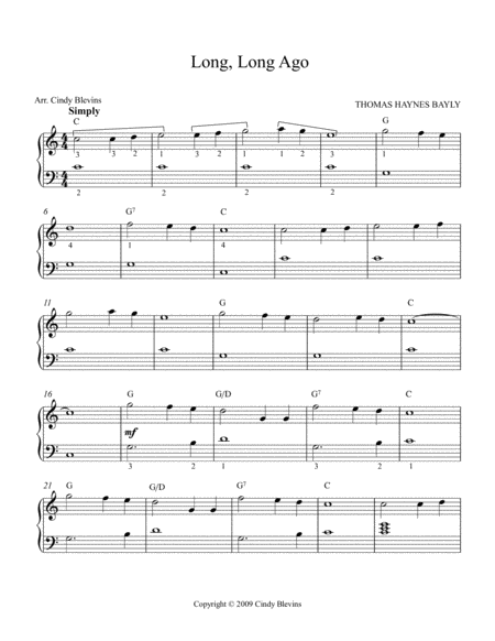 Long Long Ago Arranged For Easy Harp Lap Harp Friendly From My Book Easy Favorites Vol 2 Folk Songs Page 2