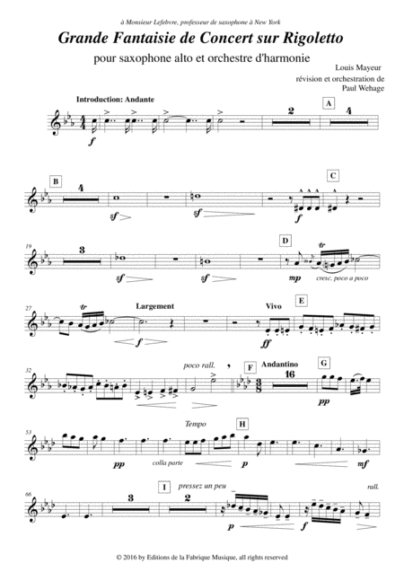 Louis Mayeur Grande Fantaisie De Concert Sur Rigoletto De Verdi For Alto Saxophone And Concert Band Oboe 2 Part Page 2