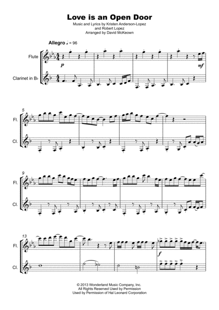 Love Is An Open Door Duet For Flute And Clarinet Page 2