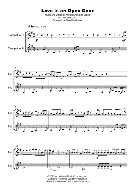 Love Is An Open Door Duet For Two Trumpets Page 2