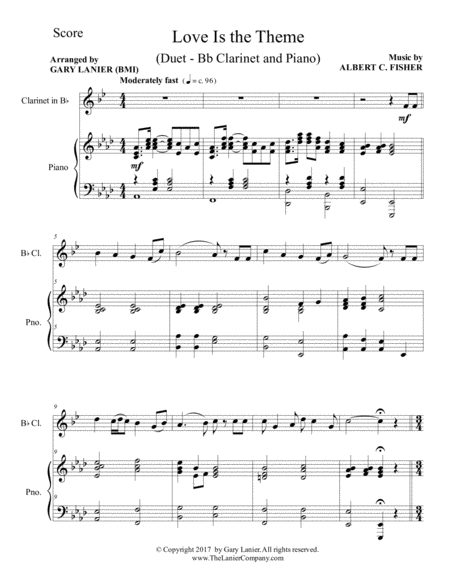 Love Is The Theme Duet Bb Clarinet Piano With Score Part Page 2