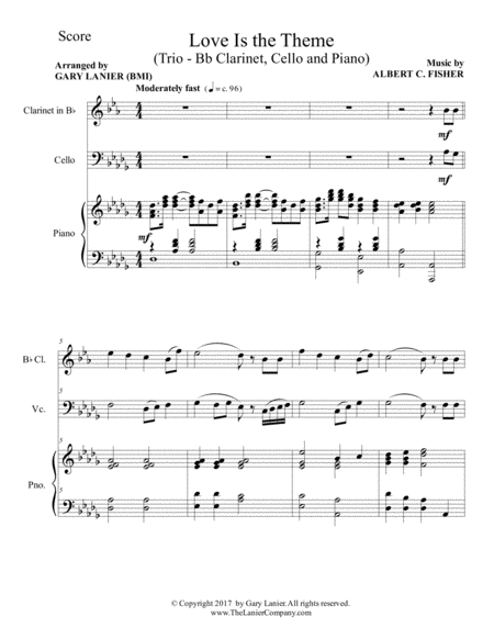 Love Is The Theme Trio Bb Clarinet Cello Piano With Score Part Page 2