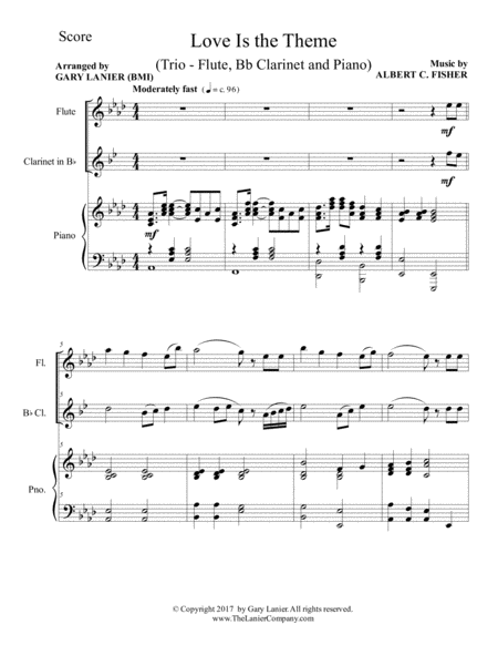 Love Is The Theme Trio Flute Bb Clarinet Piano With Score Part Page 2