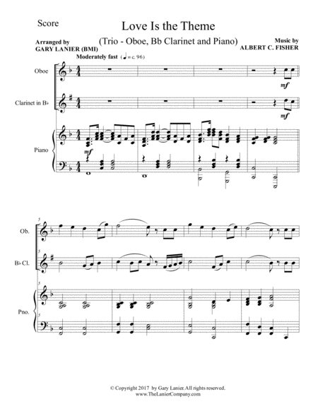 Love Is The Theme Trio Oboe Bb Clarinet Piano With Score Part Page 2