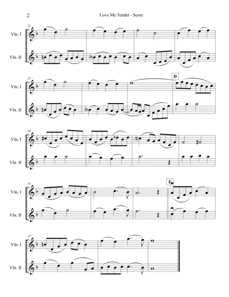 Love Me Tender For Two Violins Page 2