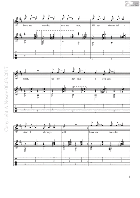 Love Me Tender Sheet Music For Vocals And Guitar Page 2