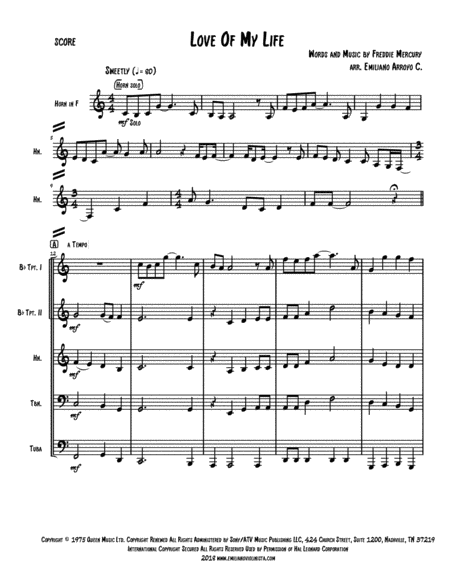 Love Of My Life By Queen For Brass Quintet Page 2