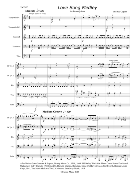 Love Song Medley For Brass Quintet Valentines Day Program Page 2