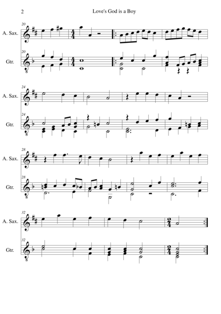 Loves God Is A Boy For Alto Saxophone And Guitar Page 2