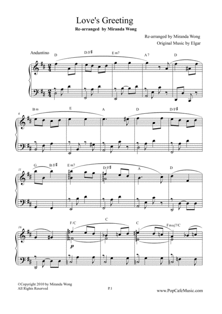 Loves Greeting Salut D Amour Romantic Piano Solo In D Key Page 2