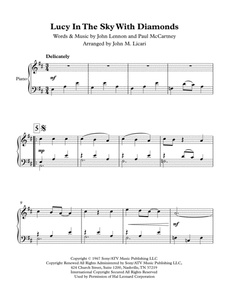 Lucy In The Sky With Diamonds Easy Piano Page 2