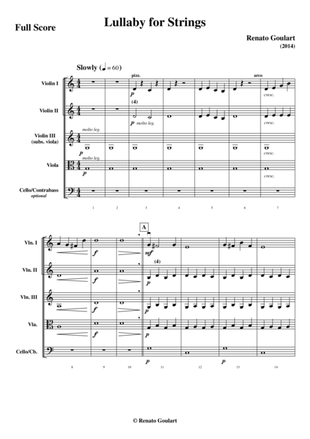 Lullaby For Strings Renato Goulart Score And Parts Page 2