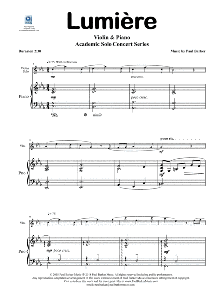 Lumire For Violin Piano Score Parts Page 2