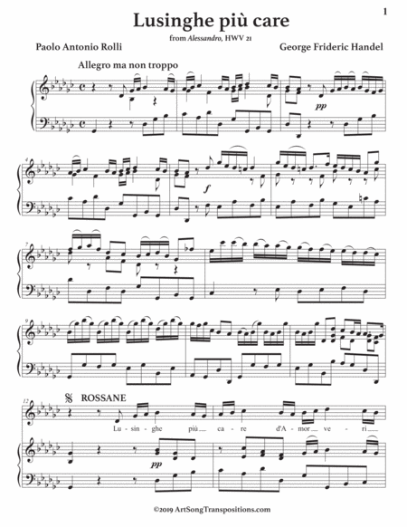 Lusinghe Pi Care Transposed To G Flat Major Page 2