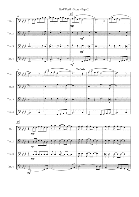 Mad World For Trombone Quartet Page 2