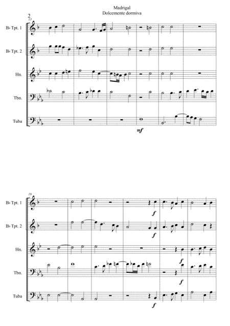 Madrigal Dolcemente Dormiva For Brass Quintet Page 2