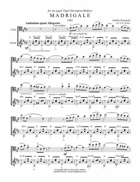 Madrigale For Cello And Guitar D Major Chords Page 2