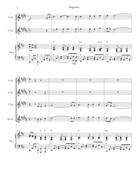 Magnificat For Saxophone Quartet And Piano Page 2