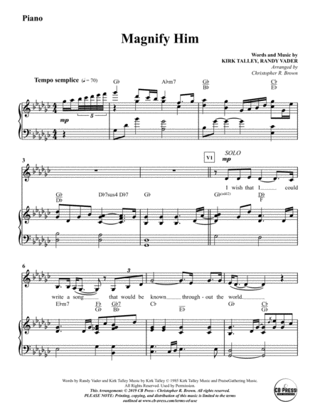 Magnify Him Talley Piano Accompaniment Rhythm Chart Page 2