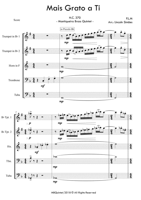 Mais Grato A Ti For Brass Quintet Page 2