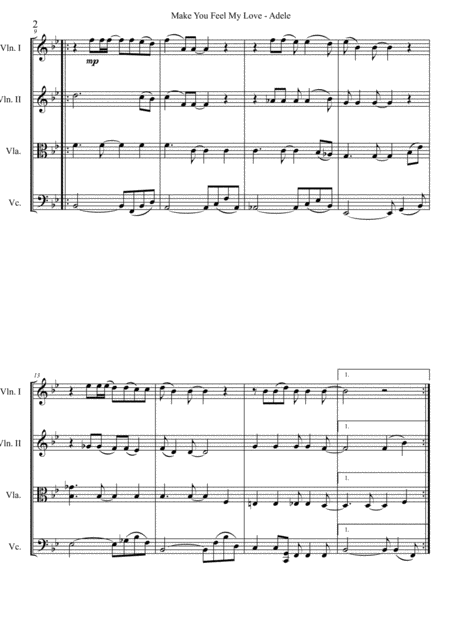 Make You Feel My Love Adele Arranged For String Quartet Page 2