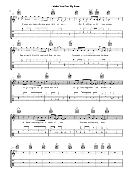 Make You Feel My Love Guitar Tab Notes Lyrics And Chords Page 2