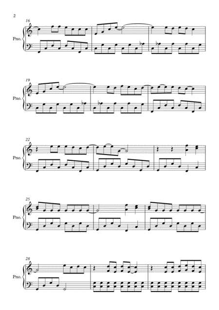 Mamma Mia C Major By Abba Piano Page 2