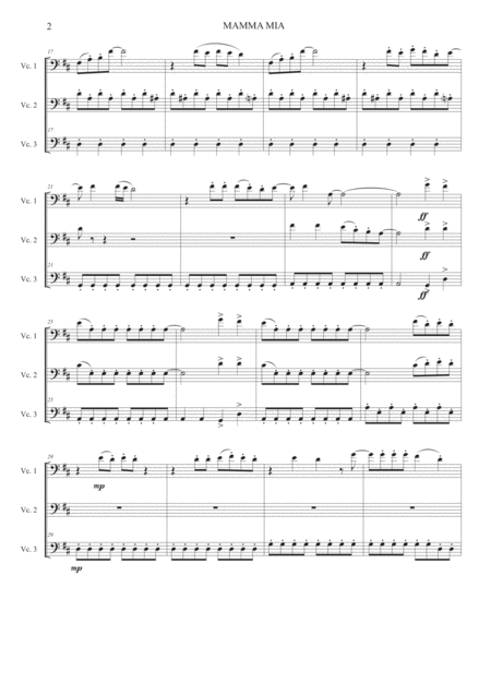 Mamma Mia Cello Trio Page 2