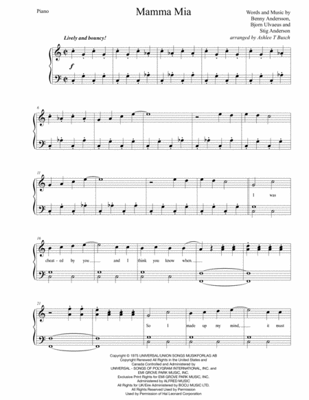 Mamma Mia For Piano Page 2