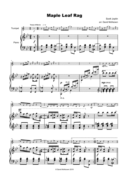 Maple Leaf Rag By Scott Joplin For Trumpet And Piano Page 2