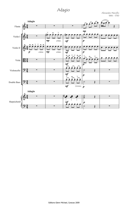 Marcello Adagio For Flute Strings Page 2