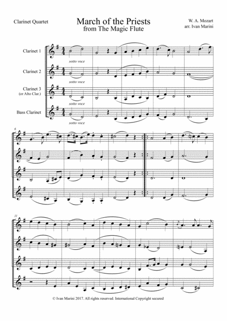 March Of The Priests From The Magic Flute By W A Mozart For Clarinet Quartet Page 2