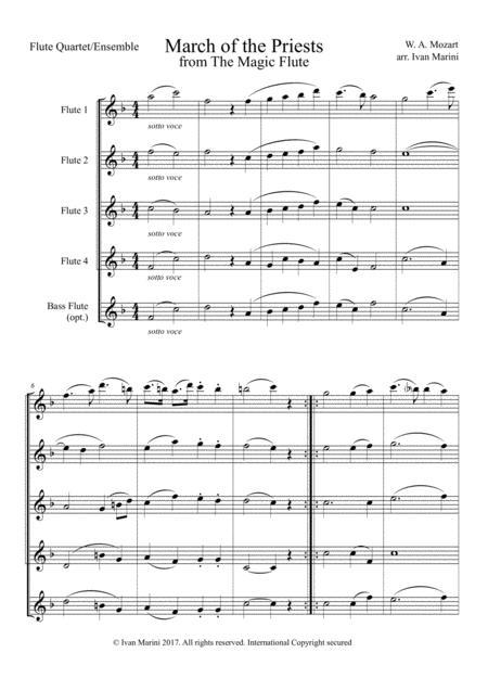 March Of The Priests From The Magic Flute By W A Mozart For Flute Quartet Or Ensemble Page 2