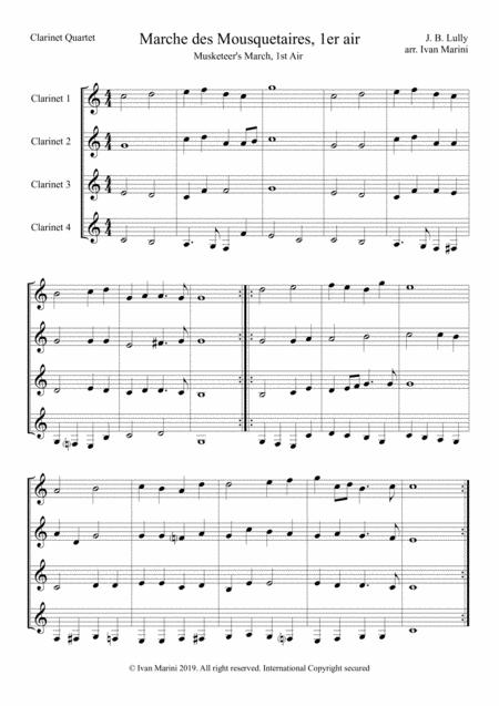 Marche Des Mosquetaires Musketeers March By J B Lully For 4 Clarinets Page 2