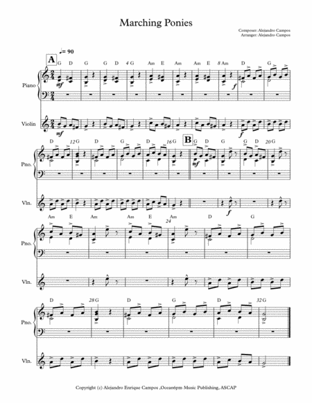 Marching Ponies Piano Violin Duet Page 2