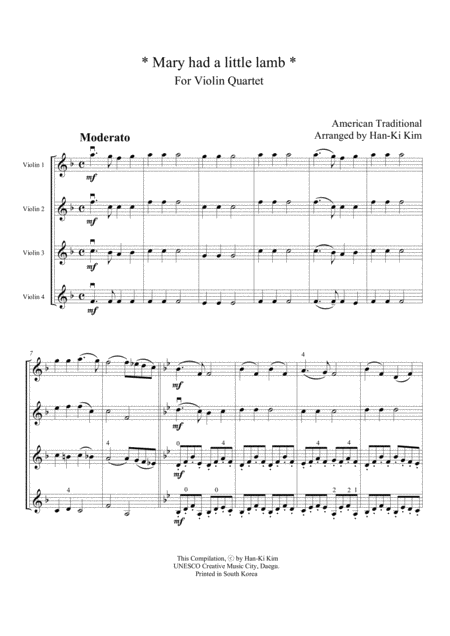 Mary Had A Little Lamb For Violin Quartet Page 2