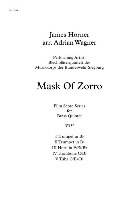 Mask Of Zorro James Horner Brass Quintet Arr Adrian Wagner Page 2