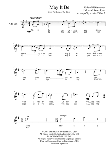 May It Be For Alto Sax Page 2