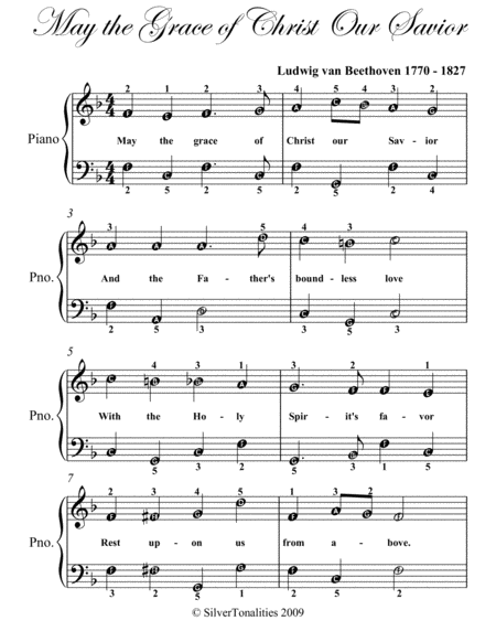 May The Grace Of Christ Our Savior Easy Piano Sheet Music Page 2