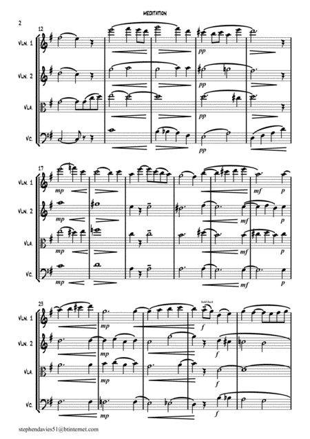 Meditation By Walter Battison Haynes For String Quartet Page 2