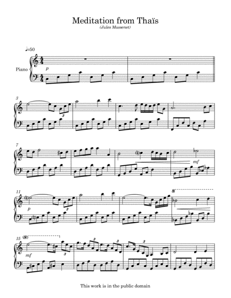 Meditation From Thais Arranged For Easy Intermediate Piano Page 2