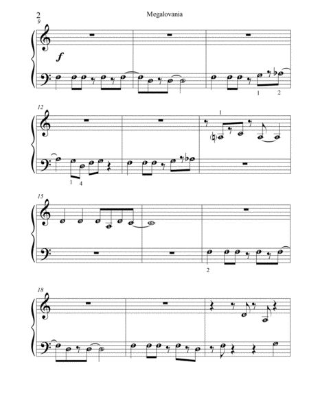 Megalovania From Undertale Pre Reading Piano With Note Names Page 2