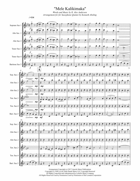 Mele Kalikimaka For Saxophone Quintet Sattb Or Aattb Page 2