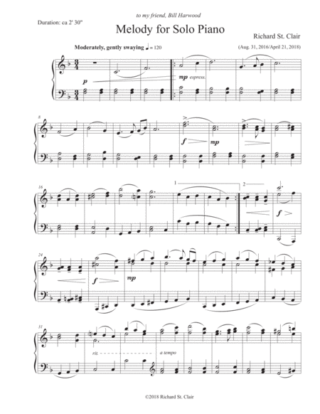 Melody For Solo Piano Page 2