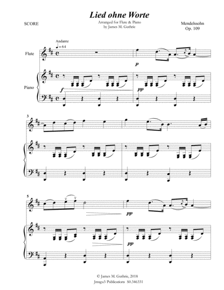 Mendelssohn Song Without Words Op 109 For Flute Piano Page 2